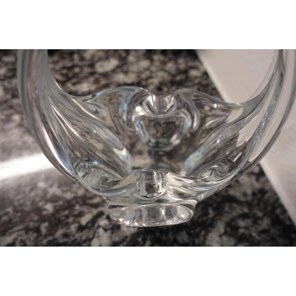 Clear Glass Small Basket With‎ Handle Candy Dish Trinket Holder Centerpiece